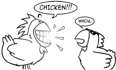 chicken with teeth cartoon